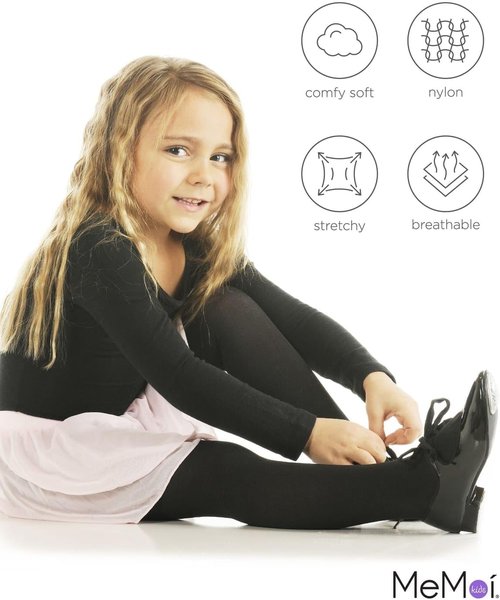 MeMoi Essential Sheer Nylon Tights for Girls - Ultra Soft & Lightweight Opaque | Sizes A-12
