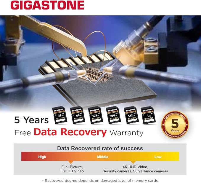 【5-Years Data Recovery】 GIGASTONE 1TB SD Card, 4K Camera Extreme, UHS-I A2 V30