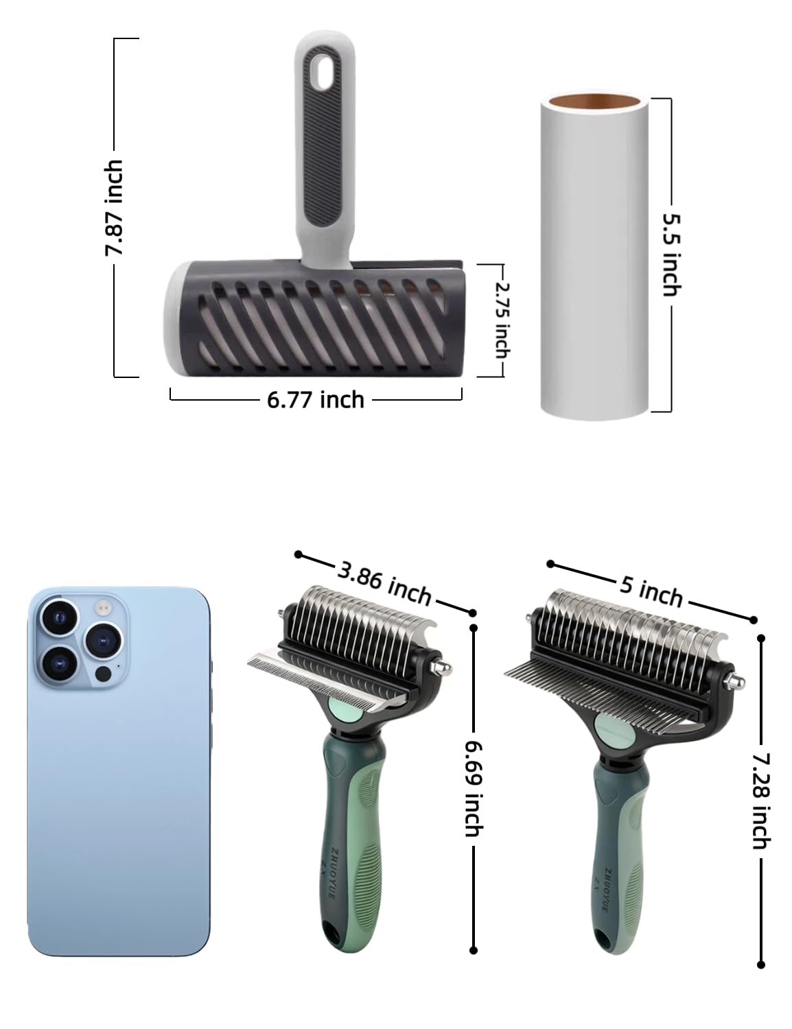 Skiennix 3-in-1 Dog Deshedding Brush - Grooming Tool with Undercoat Rake & Dematting Comb | Peacock Green
