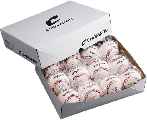 CHAMPRO USSSA Game Baseballs - Full Grain Leather Cover, 12-Pack, White Color