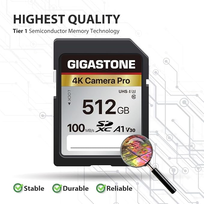 【5-Years Data Recovery】 GIGASTONE 512GB SD Card