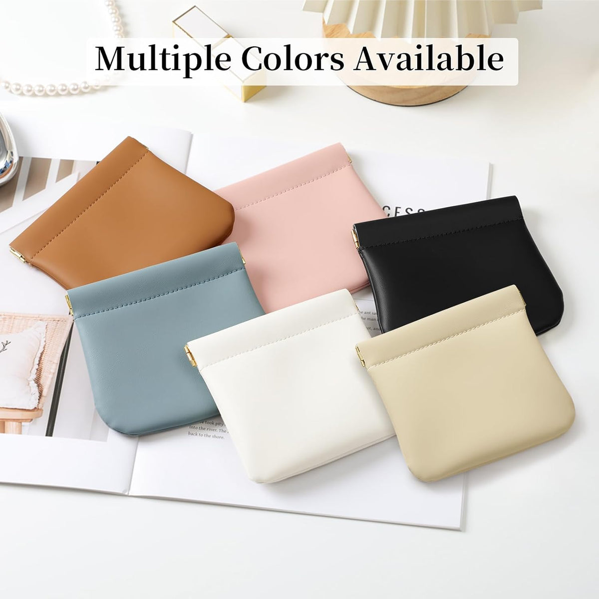 2 Pack Small Makeup Bag for Purse, Cosmetic Travel Pouch, Black