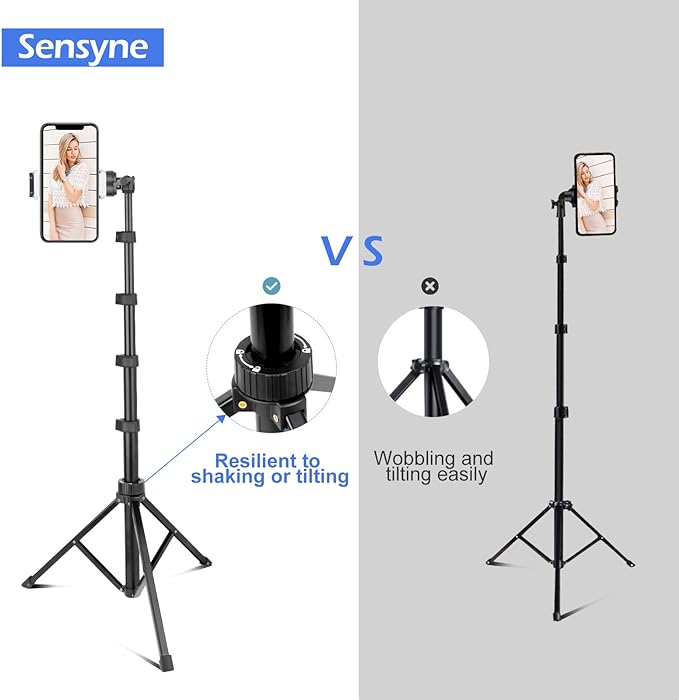 Sensyne 67" Phone-Tripod, Extendable Cell Phone Tripod Stand & Selfie Stick