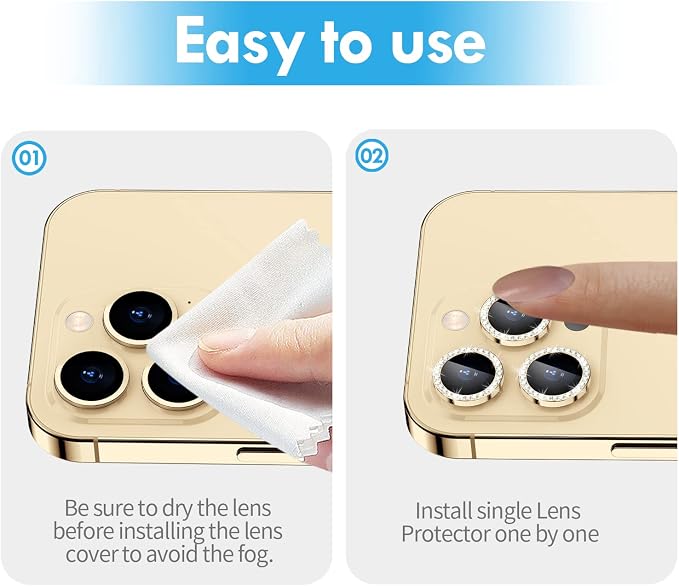 for iPhone 14 Pro/14 Pro Max Camera Lens Protector Bling, 9H Hardness