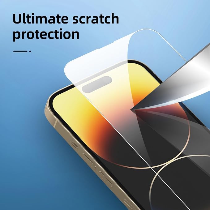 NEW'C 3x for iPhone 14 Pro Screen Protector+ 3x Camera Lens Protector, Sensor