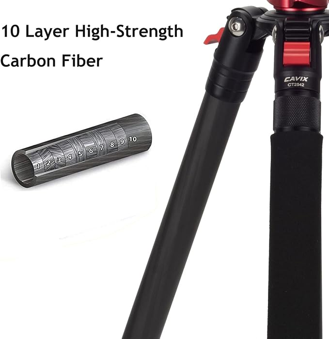 CAVIX 62" Professional Carbon Fiber Camera Tripod, Tripod & Monopod 2 in 1