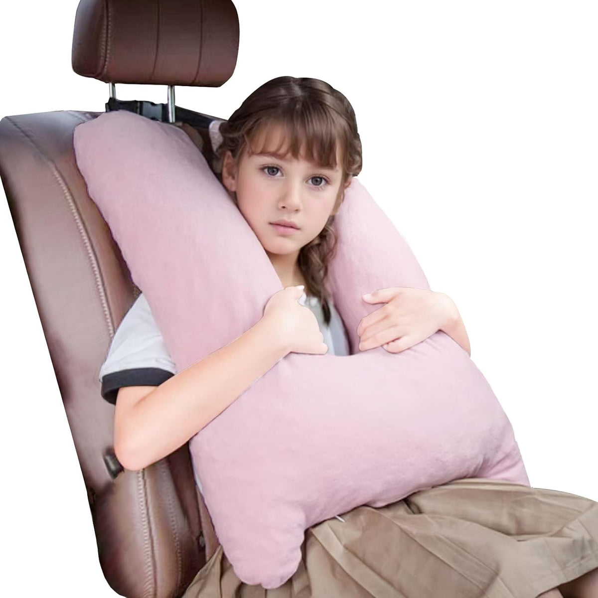 1 MIDDLE ONE Car Pillow for Kids, Memory Foam Travel Pillow for Car and Adults, Kids Car Pillows for Sleeping on Road Trip, Small Body Pillow for Kid (Purple)