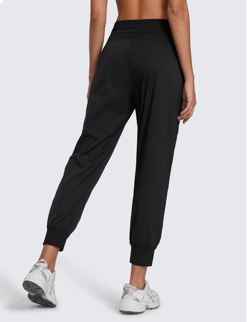 CRZ YOGA Lightweight Workout Joggers for Women 26" - Outdoor Running Casual Pants with Pockets Black Large