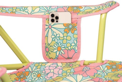 GCI Outdoor Comfort Pro Rocker Camping Chair - Portable Folding Rocking Chair with Durable Armrests & Drink Holder - Floral Design