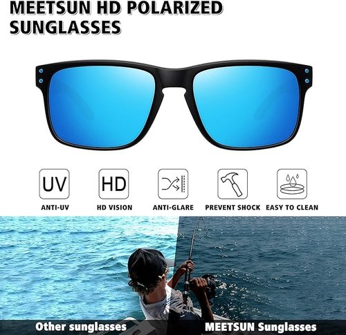 Lengnuantazhi 4 Pack Polarized Sunglasses for Men Women Sports Driving Fishing Glasses UV400 Protection, Black+red+blue+green