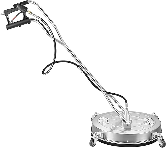 VEVOR 24 Inch Pressure Washer Surface Cleaner, 4000 PSI Stainless Steel Attachment with 4 Wheels, 2 Nozzles, 3/8 Inch Quick Connect and Dual Handle for Concrete, Patio, Sidewalk