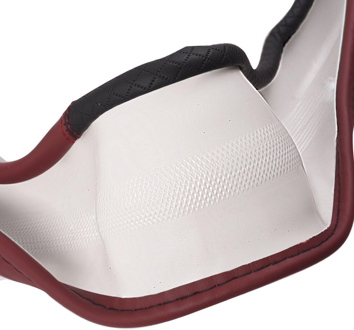 CAR PASS Rhombus Leather Universal Steering Wheel Cover, Fit for Suvs,Trucks,Cars,Sedans,Vans (Black&Burgundy)