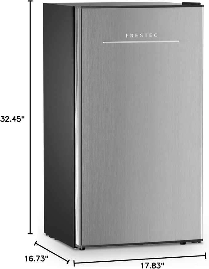 3.2 Cu. Ft. Mini Fridge with Freezer Small Refrigerator, Mini fridge for Bedroom, Dorm, Single Door, Energy Saving, Low Noise, Mini Fridge for Office (Grey)