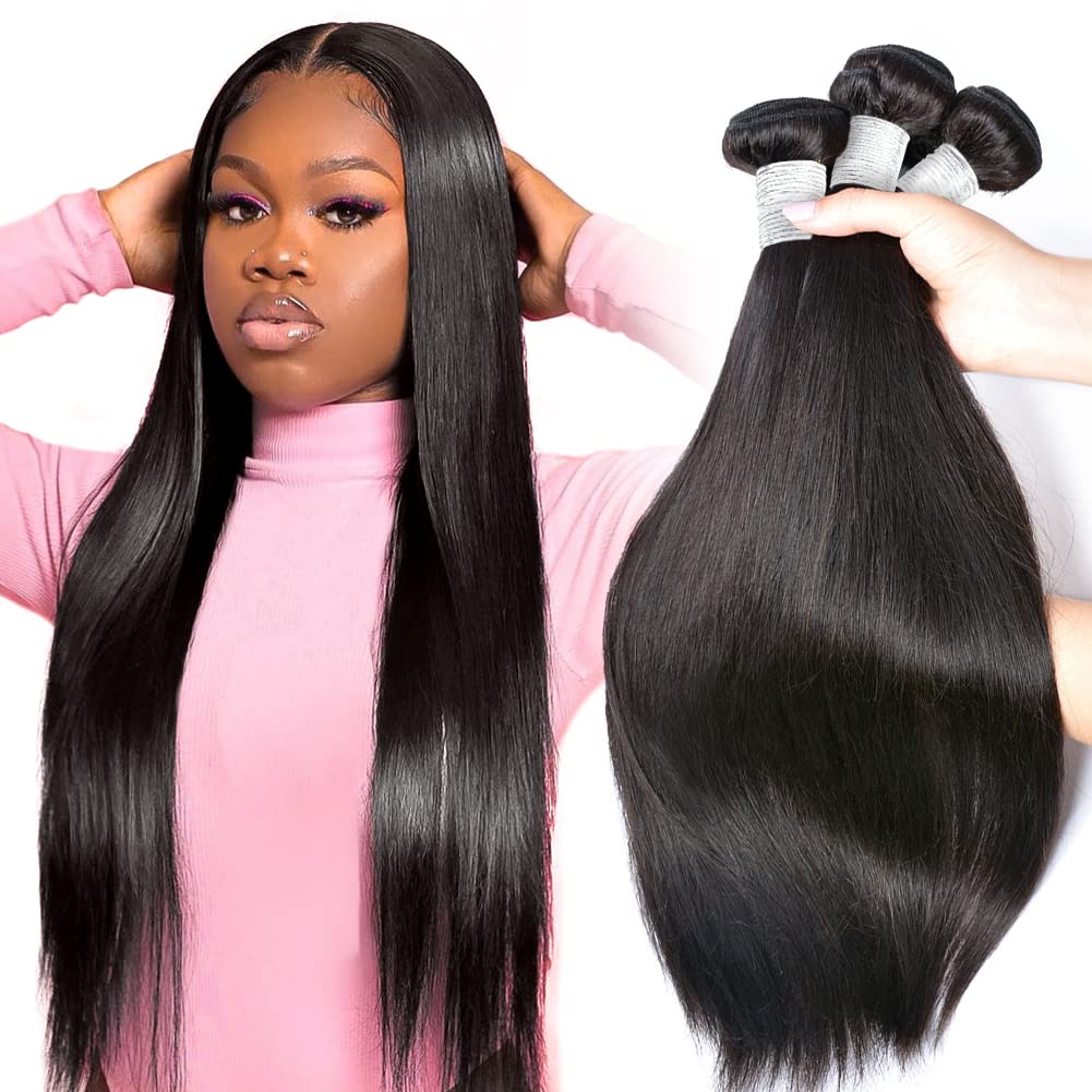 Cynosure 10A Straight Human Hair 3 Bundles 18 20 22Inches Brazilian Virgin Unprocessed Straight Hair Weave Bundles Natural Color