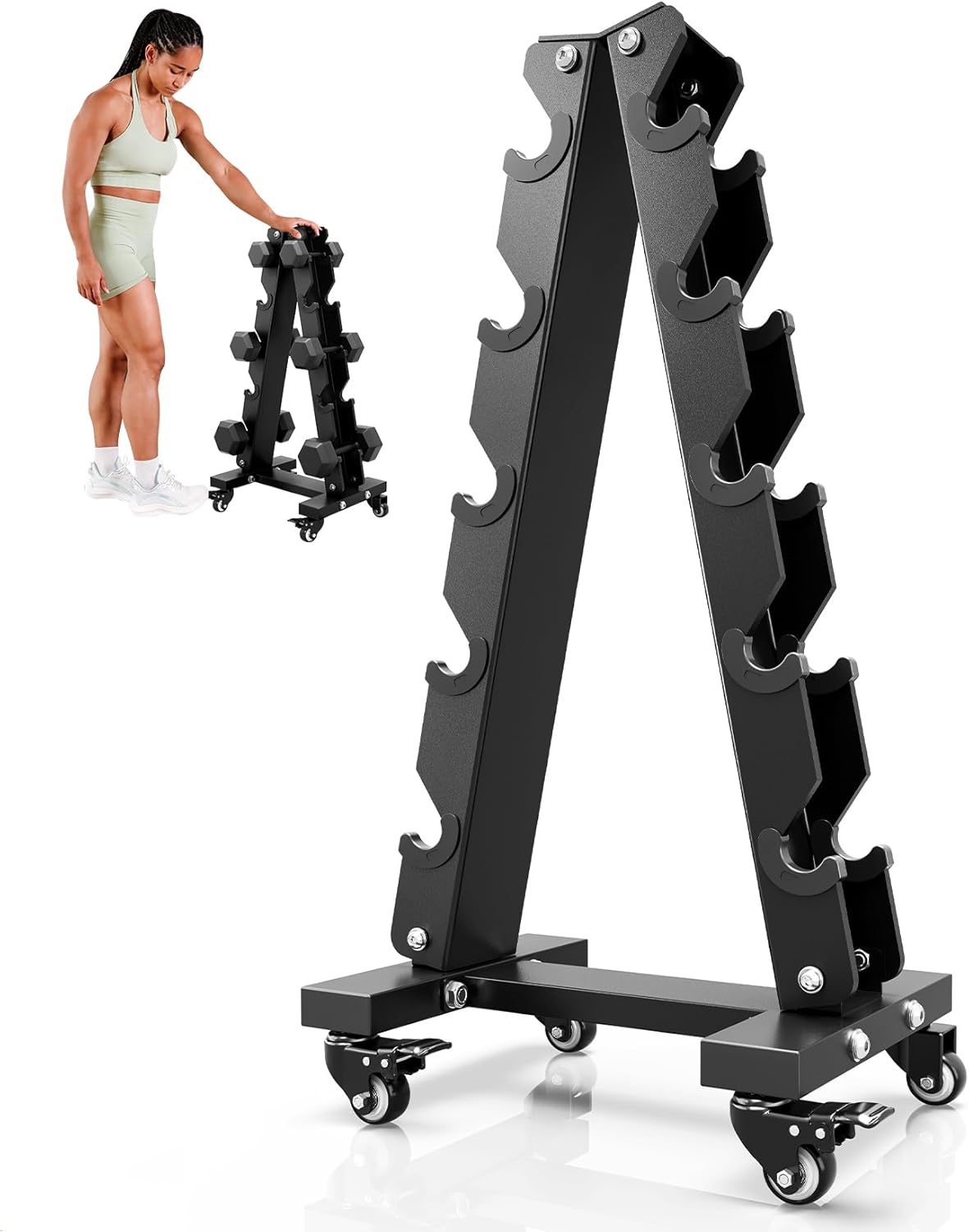 YOLEO Dumbbell Rack - Heavy Duty 3 & 5 Tier Weight Storage Organizer | Space-Saving Design for Home Gym - 1100LBS Capacity