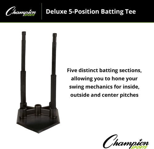 Champion Sports Deluxe Batting Tee - Adjustable Telescopic Rubber Design on Official Home Plate | Multiple Styles Available