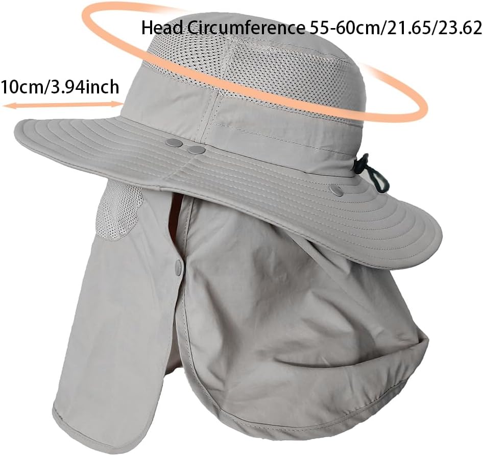 Sun Hat - Wide Brim Bucket Hat for Men & Women | Outdoor Fishing Hat with UV Protection & Detachable Face Cover