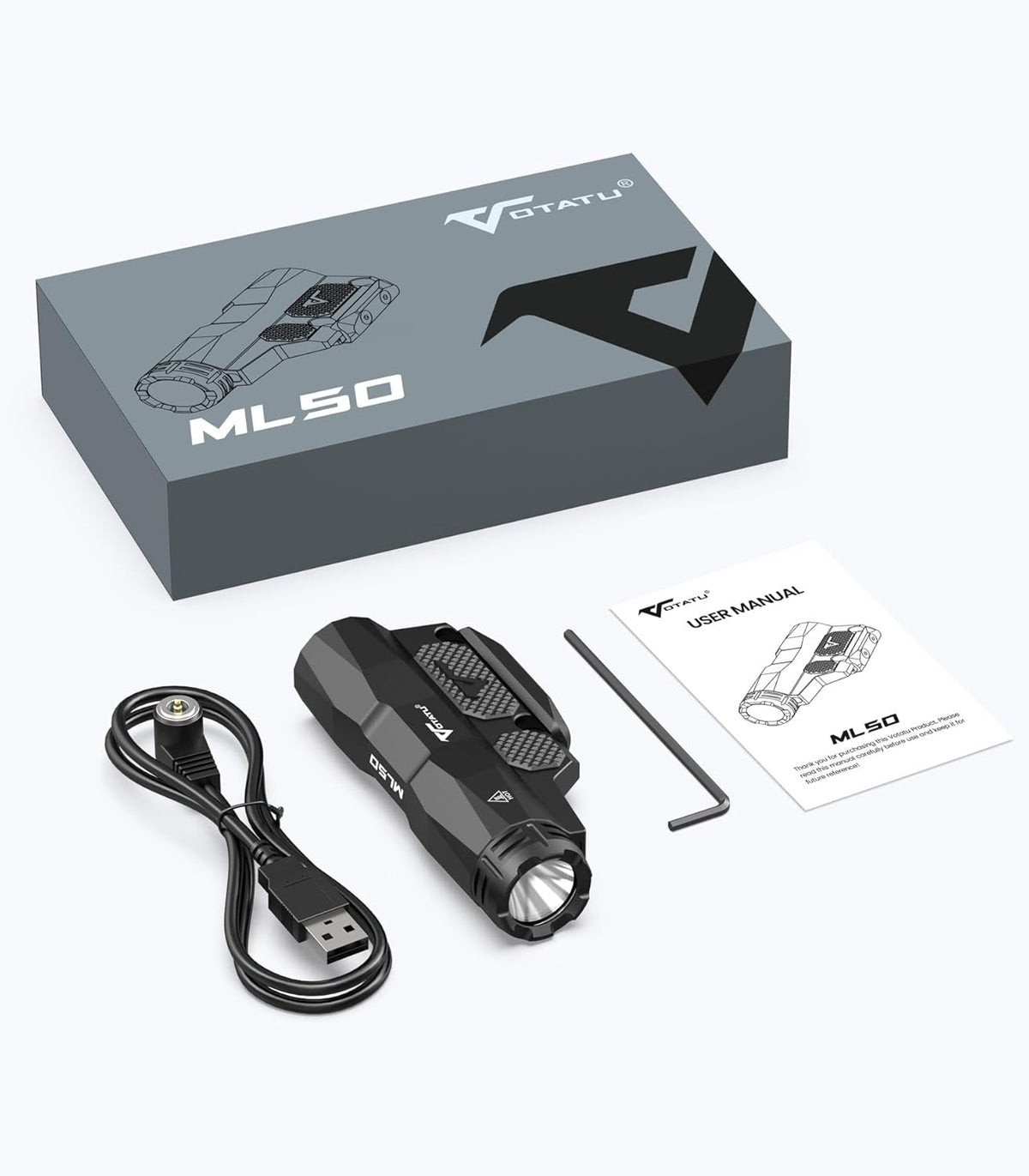 VOTATU ML50 Tactical Flashlight - 2400 Lumens Picatinny/Mlok Weapon Light with Pressure Pad Switch