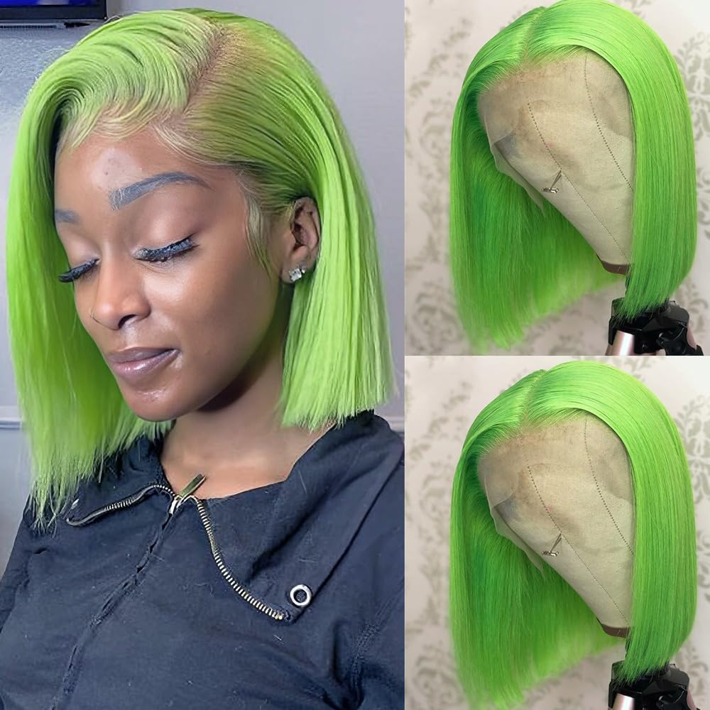 Human Hair Wigs Straight Short Bob Glueless Brazilian Virgin Hair 13 4 Lace Front Middle Part Pre Plucked With Baby Hair Bleach