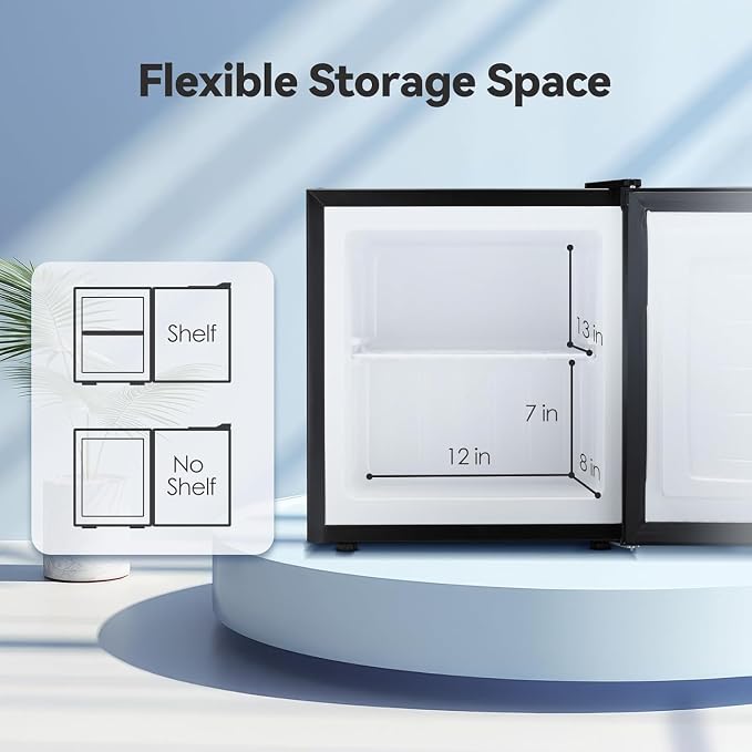 Antarctic Star 1.1 Cu.ft Small Upright Freezer, Compact Mini Freezer with Adjustable Thermostat, Removable Shelves, Reversible Door Hinge, Quiet for Home/Office/Dorm/Kitchen