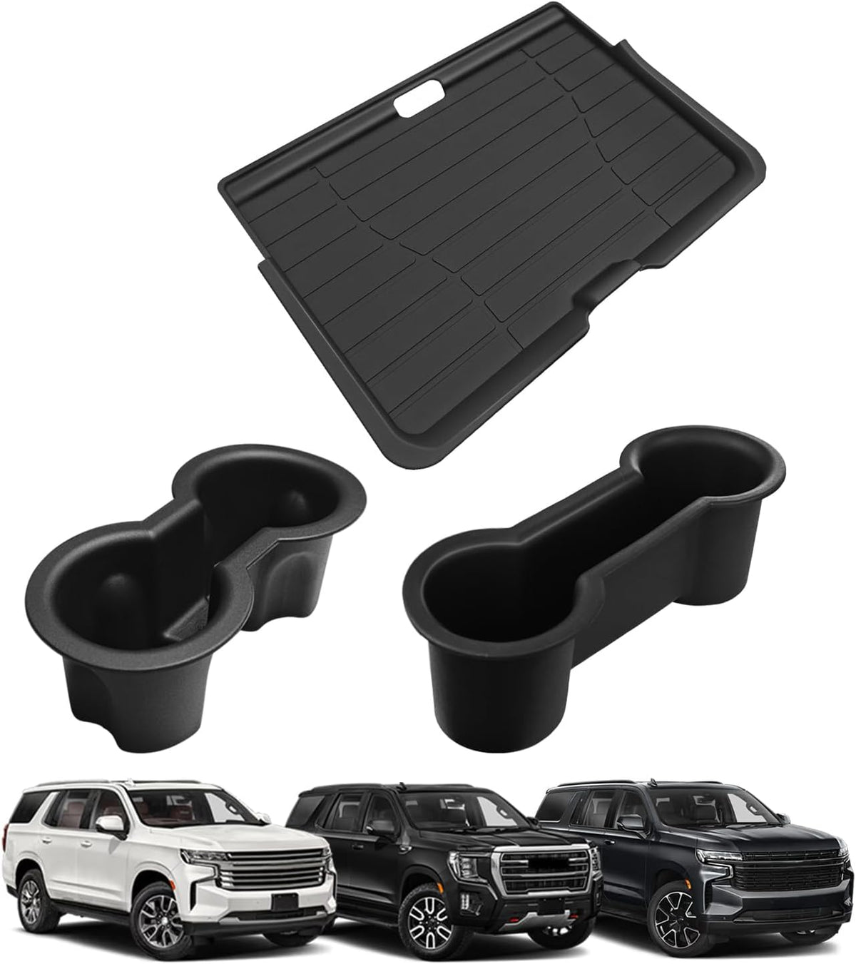 Muslogy Front Center Console Organizer Compatible with 2021-2023 2024 GMC Yukon & Chevy Tahoe Suburban Hidden Panel Secret Pocket Lid Removable Cover with USB Hole (Not for Yukon Denali/Ultimate)