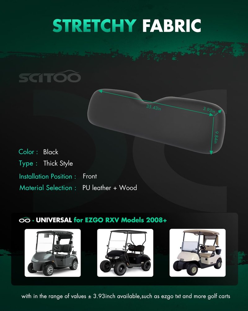 SCITOO Front Seat Backrest Assembly for EZGO RXV 2008-up Golf Cart, Factory Style Replacement Cushions, Black