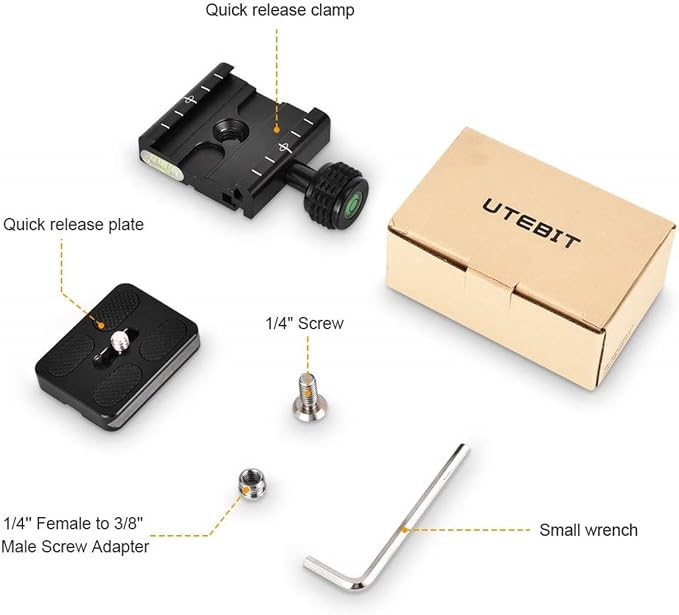 UTEBIT 50mm Arca Swiss Quick Release Plate, Aluminum QR Clamp Adapter Set