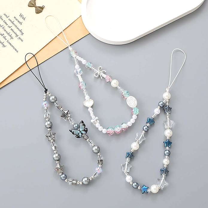 Beaded Phone Charm Lanyard Strap Girly Style Fixed Beads Pearl Lanyards