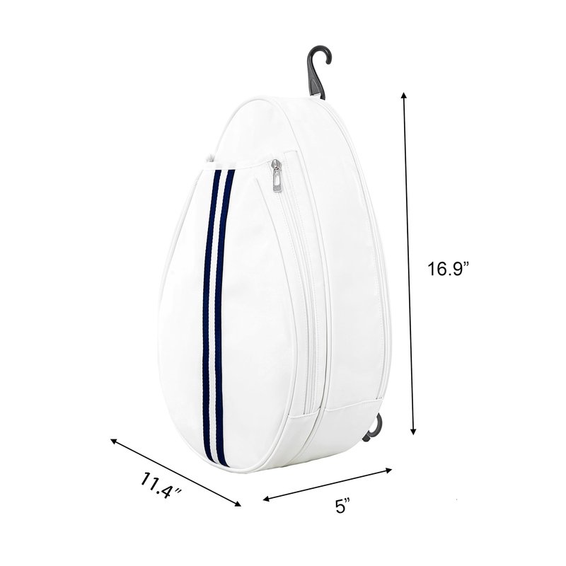 Uriyesobida White PU One Shoulder Crossbody Tennis Backpack Tennis Racket Sling Bag for Women, with Water Bottle Holder
