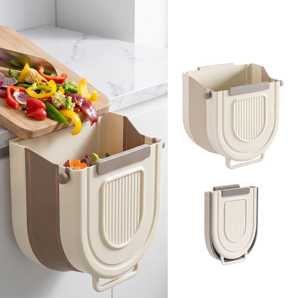 Multipurpose Hanging Collapsible Trash Can,Gray:9.6*9.4*6.3 in-2.64Gal