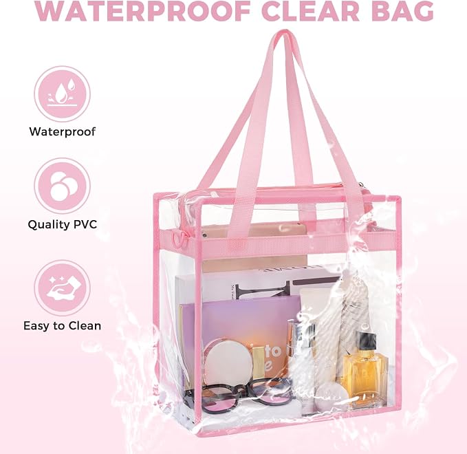 BAGAIL Clear Bags 12x6x12 Stadium Approved Clear Tote Bag