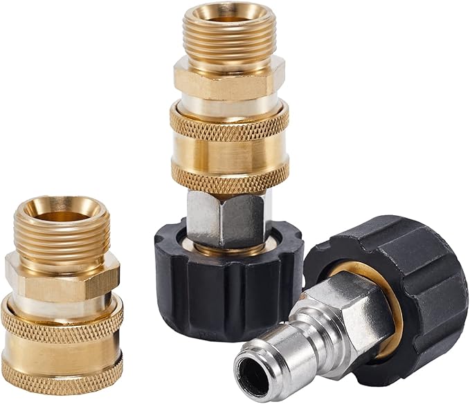 Raincovo Pressure Washer Quick Connect Fittings, M22 14mm to 3/8 Inch Hose Adapter, 4 Pieces