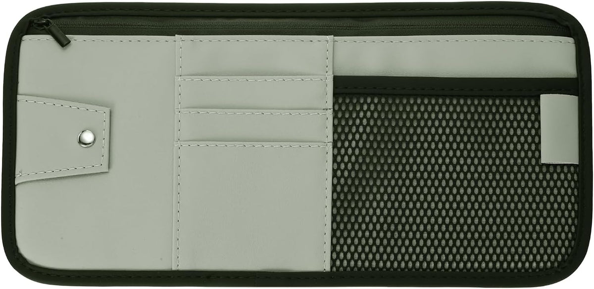 PATIKIL 1 Pcs Car Sun Visor Organizer, 12.8 x 6.5 Inch PU Leather Vehicle Storage Pouch Holder for Sunglasses Card Pen Driver License Car Accessories, Brown