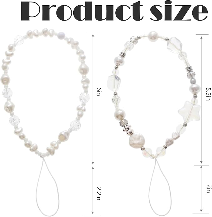 CMVFYL Beaded Camera Wrist Strap, Cute Phone Charms Strap, Pearl Bracelet Wrist