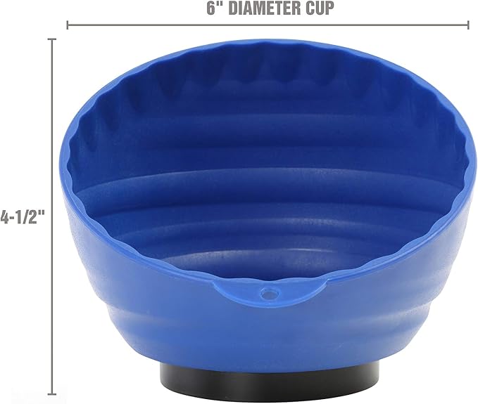 OEMTOOLS Red and Blue Magnetic Nut Cup Set, 2-Pack Curved Parts Trays Hold Up to 5 Pounds Each, Durable ABS Organizers Attach to Metal Surfaces for Nuts, Bolts, and Small Parts