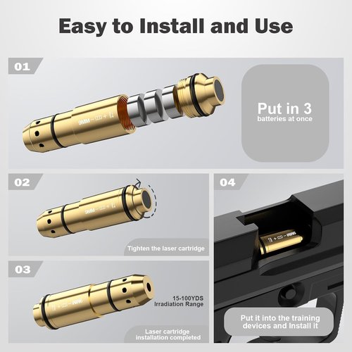 9mm Laser Training Cartridge Kit - Mute Mode Dry Fire System with Rechargeable Target | 5 Difficulty Levels