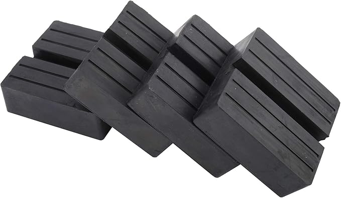 Toolly Square Rubber Jack Pad, Anti-Slip Rail Adapter Support Block with Slot, Heavy Duty for Car Lift - 4 TON Load Bearing, Pack of 4