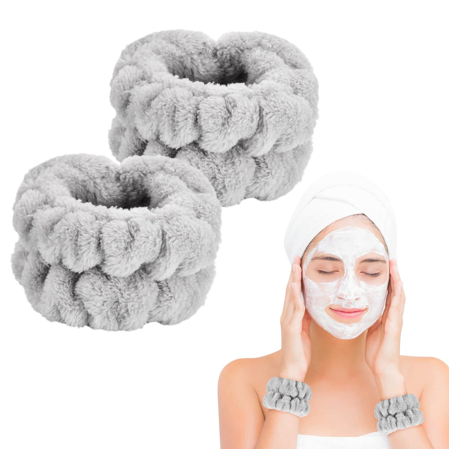 2 Pcs Wrist Towels For Washing Face-Dorbetar, Microfiber Wrist Bands For Washing Face, Spa Wristbands For Washing Face, Face Was