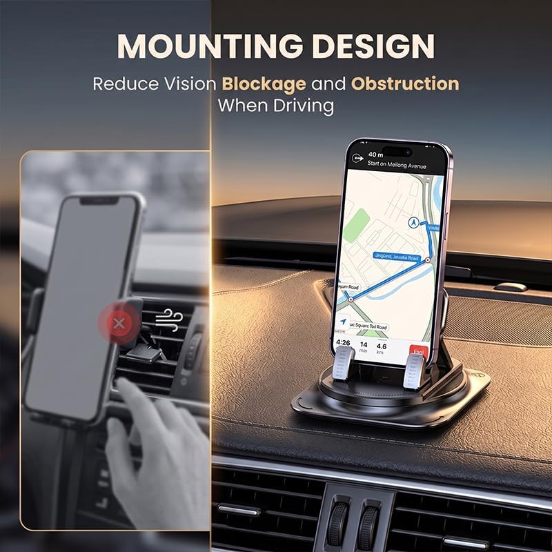MENDED Car Phone Holder 360 Degree Rotation Dashboard Mount 2026, 2PCS