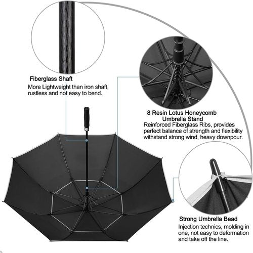 G4Free Automatic Open Golf Umbrella - Oversized Double Canopy, Windproof & Waterproof | 47-72 Inch Options