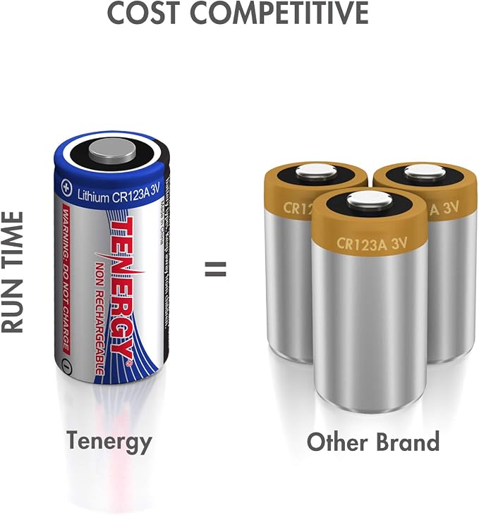 Tenergy 1500mAh 3V CR123A Lithium Battery, High Performance CR123A Cell