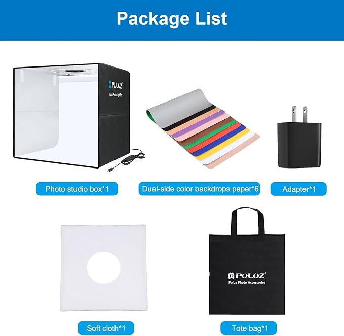 PULUZ Portable Photo Studio Light Box, 50cm x 50cm Photography Light Tent