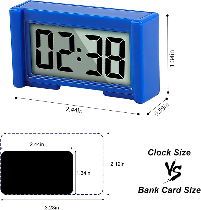 YOUNGFLY Small Digital Clock, Mini Car Dashboard Clock Battery Operated