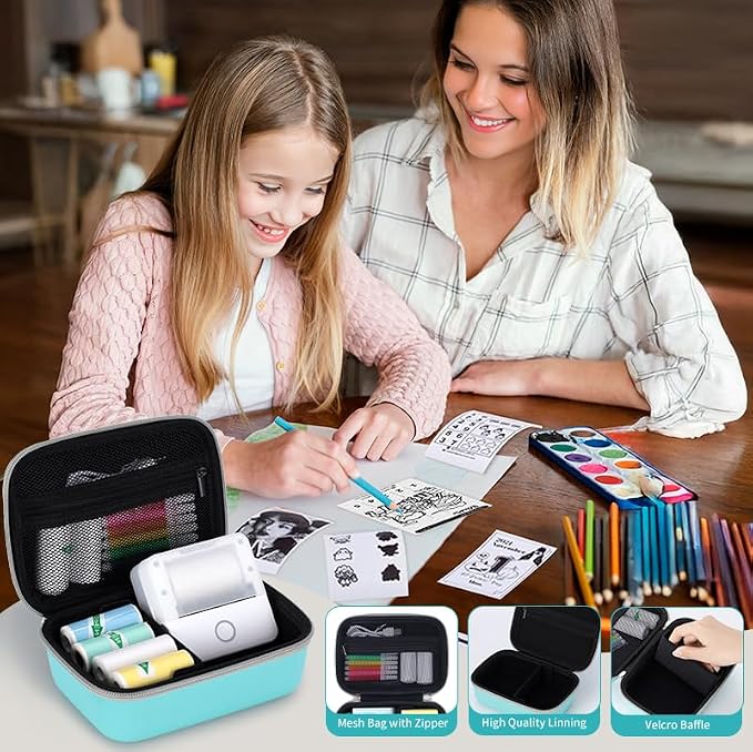 Carrying Case for Print Pods Mini Printer, Portable Mini Thermal Sticker Maker