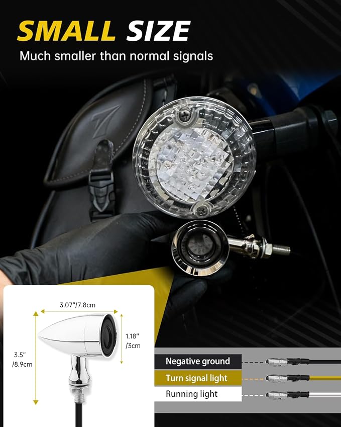 TSUNG Universal Motorcycle LED Turn Signals Lights Small Bullet Front Rear