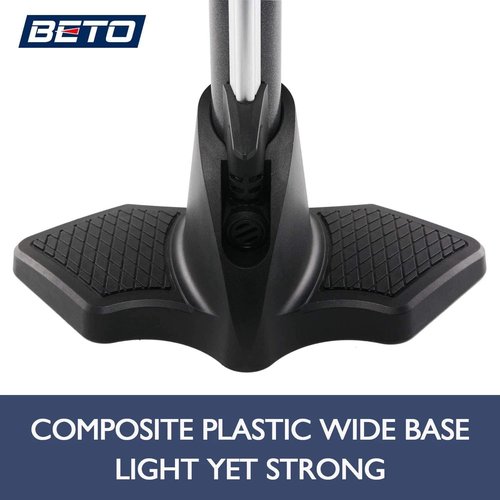 Beto Bike Pump - Portable Bicycle Floor Pump with Industrial Gauge & Air Bleed Button | 160 PSI Max
