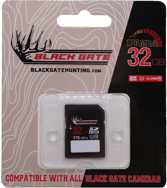 Black Gate 32GB SD Card for Trail Cameras – Class 10 UHS-3, 170MB/s High-Speed