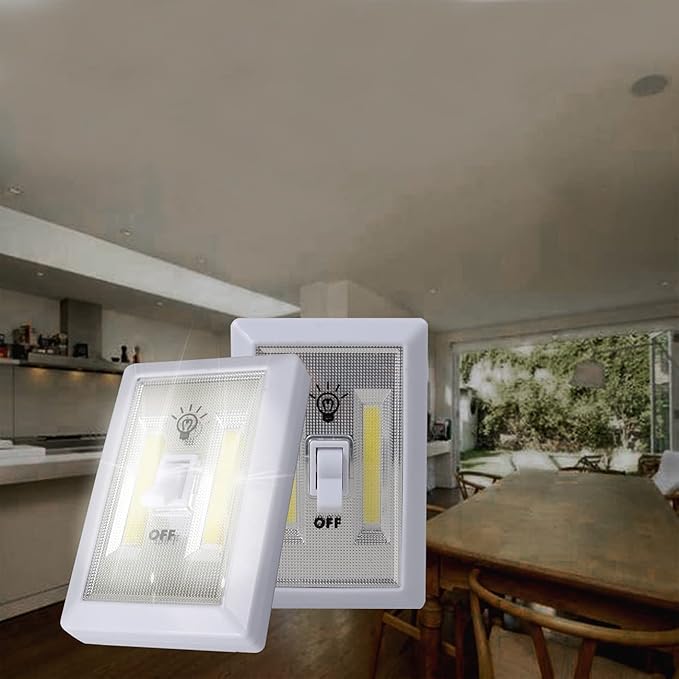 LINLUX Battery Operated Switch LED Lights, Portable Tap Light, Push Closet Light, COB LED Cordless Night Lights, Touch, Wall Mount Under Cabinet, Shed, Kitchen, Garage, Attic, RV(6 Pack)