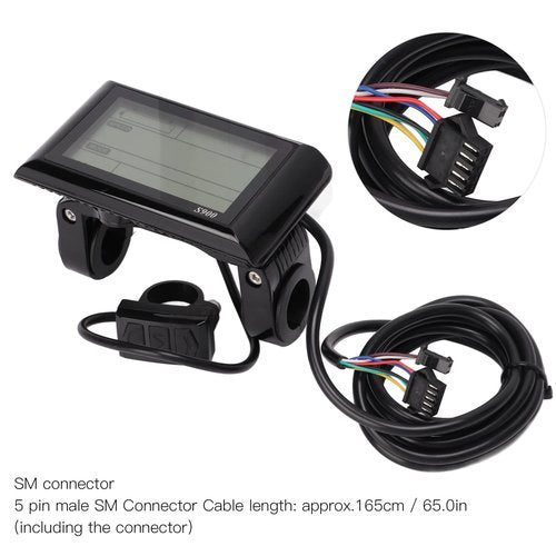 BTER Electric Bicycle Display, Multifunctional S900 36V 48V Universal Upgrade eBike LCD Display with 5 Pin SM Waterproof Socket, Durable Electric Bicycle LCD Display Meter for Bicycle Modification