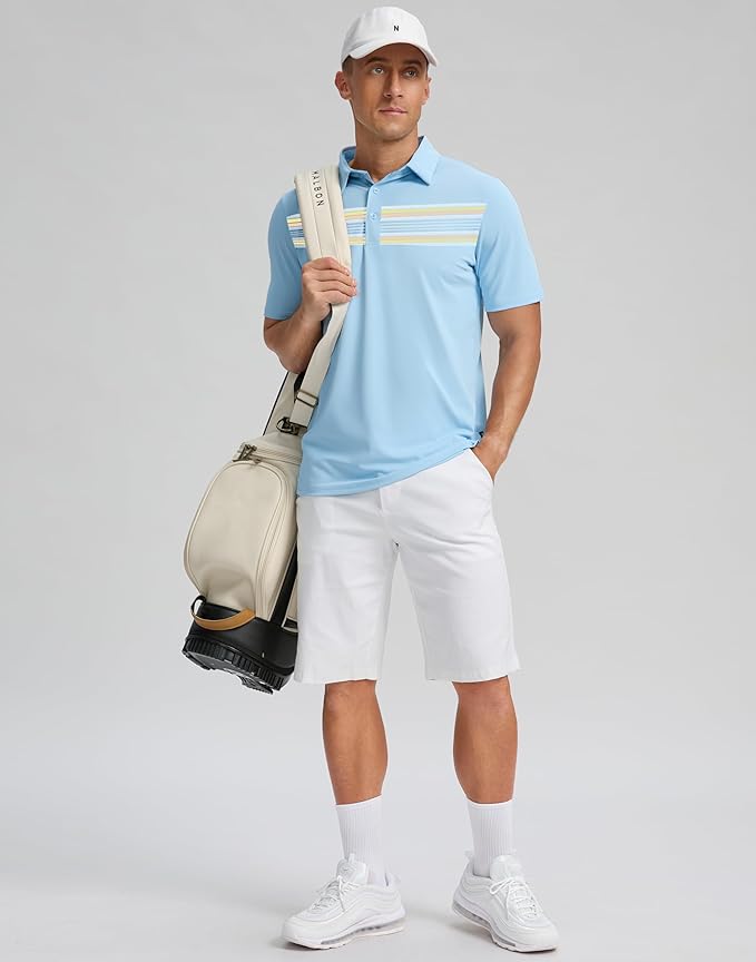 Men's Golf Shirts Dry Fit Moisture Wicking Performance Short Sleeve Collared Polo Shirts for Casual Athletic Business